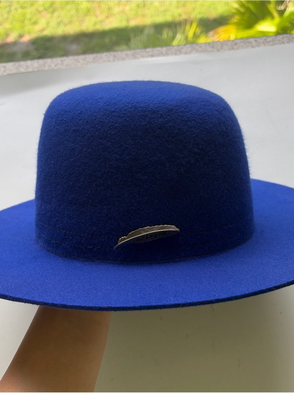 Brixton Molly Wide Brim Blue Felt Hat Medium 7 1/4 58cm %100 Wool